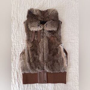 BCBGMaxAzria Brown Faux Fur Vest